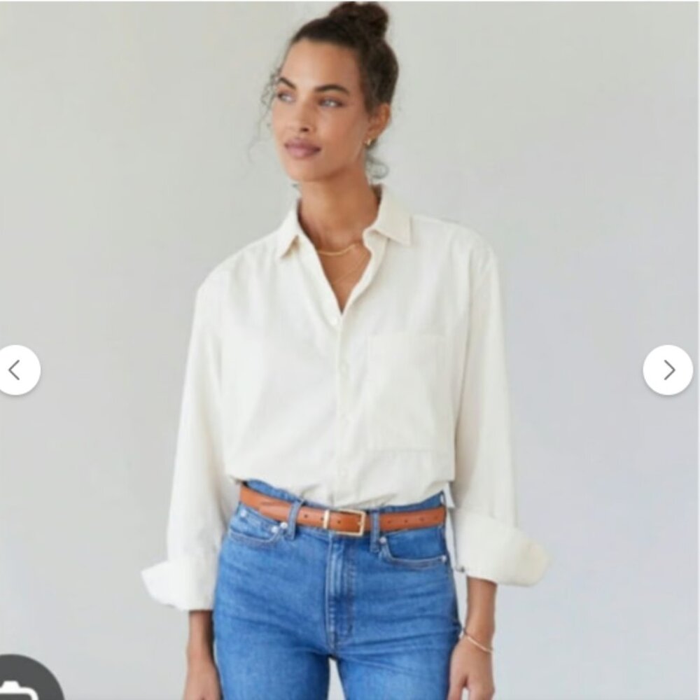 AYR The Deep End Corduroy Cream Button-Up Shirt - image 1